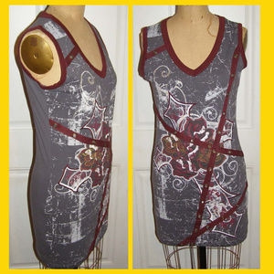 New Sour n Cream graphic print tank dress L 8-10